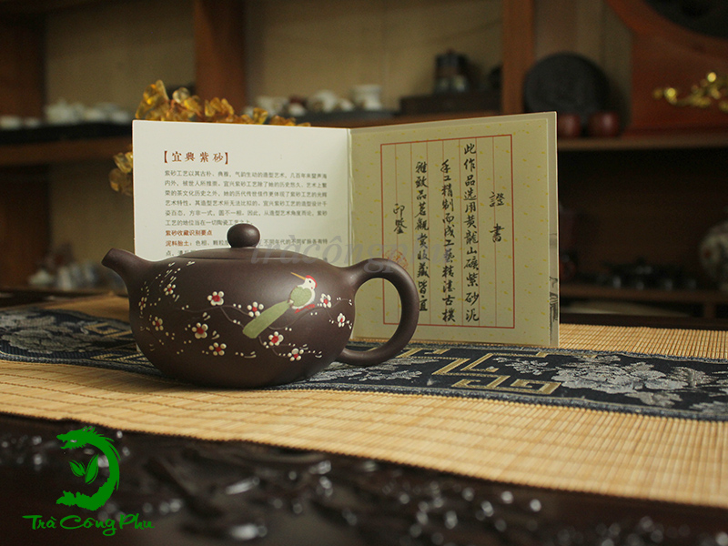 Ấm Tử Sa Tây Thi - ATS1345 có mộc bản viết tay của tác giả